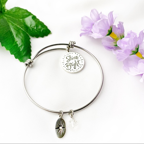 🌺 Believe By brilliance shine bright silver crystal rhinestone bangle bracelet - Picture 3 of 7